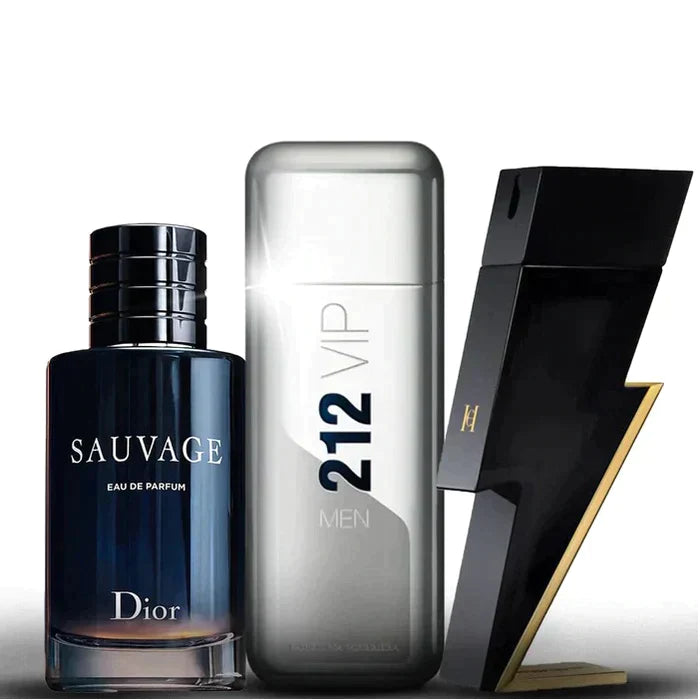Combo 3 Perfume Masculino - Sauvage Dior + 212 Vip Men e Bad Boy Carolina Herrera 100 ml
