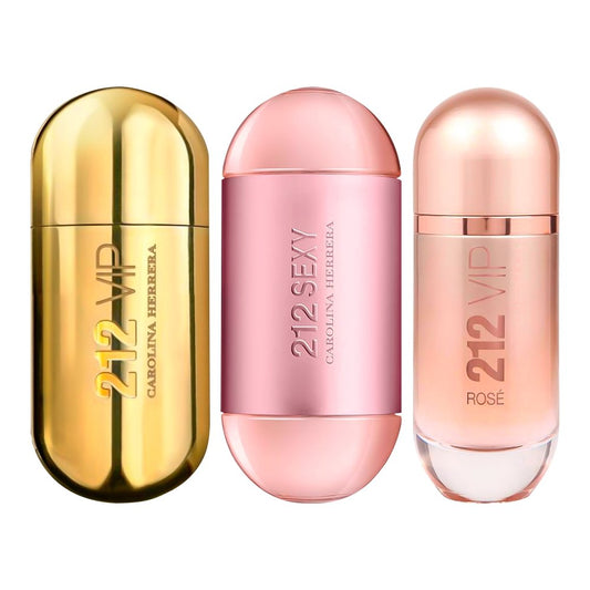 Combo de 3 perfumes Femeninos 212 VIP, 212 Sexy e 212 VIP Rosé